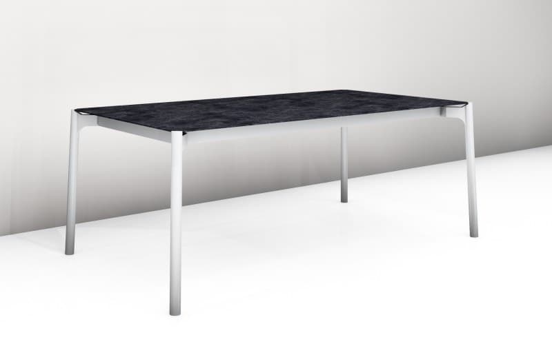 Esstisch - ausziehbar, LB ca. 320x100 cm, Keramik, Marmor Schwarz