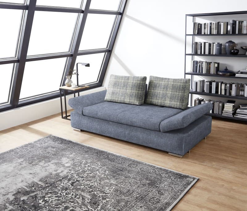 Schlafsofa - 2-Sitzer mit Schlaffunktion inkl. Armlehnen- und Sitztiefenverstellung, Stoff, Blau