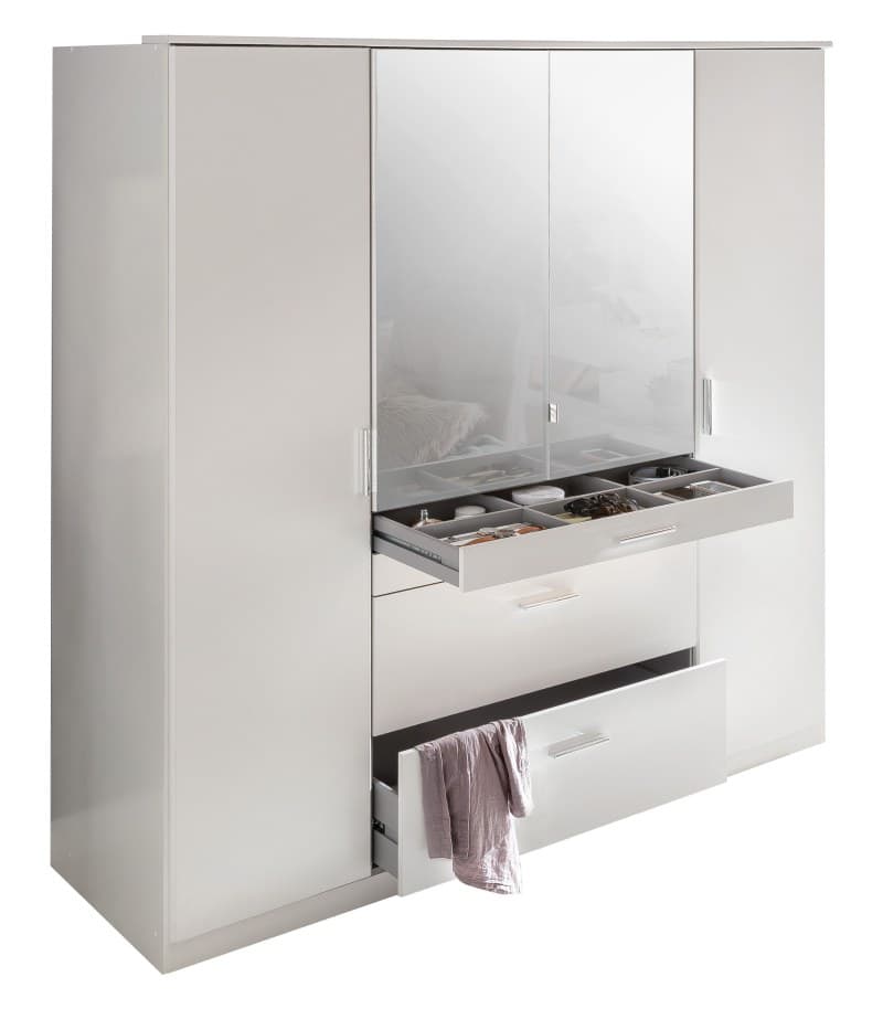 Drehtürenschrank- B ca. 180cm, Weiß, Spiegel