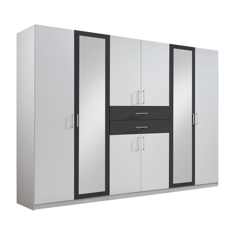 Drehtürenschrank- B ca. 270 cm, Weiß, Graphit