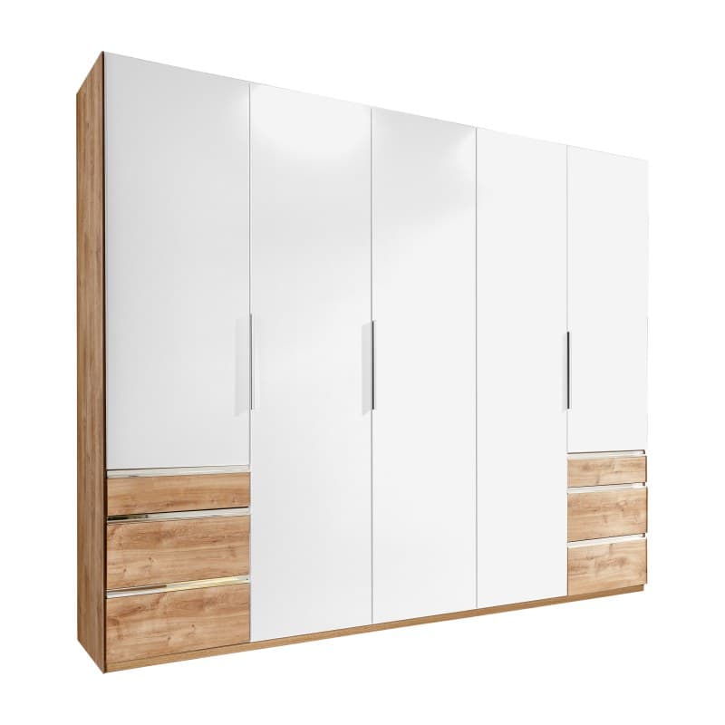 Drehtürenschrank- B ca. 250 cm, Eiche Dekor, Weiß