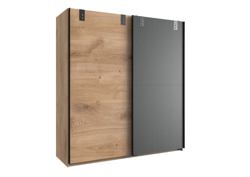 Schwebetürenschrank- B ca. 135 cm, Eiche Dekor, Graphit