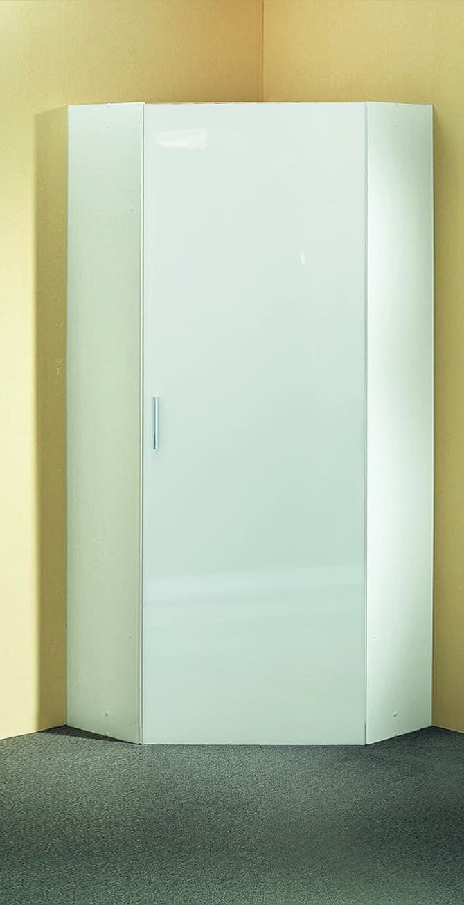 Eckschrank- B ca. 80 cm, Weiß, Hochglanz, Lack