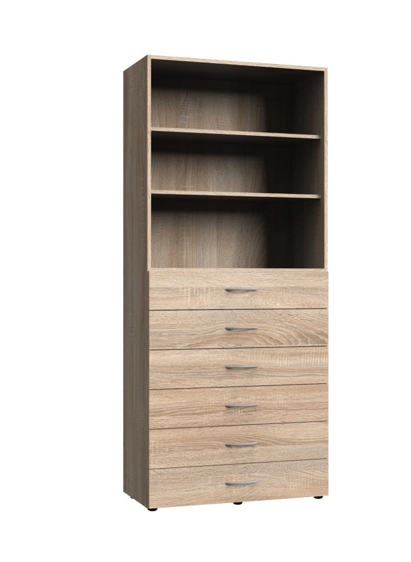 Regalschrank- B ca. 80 cm, Eiche Dekor