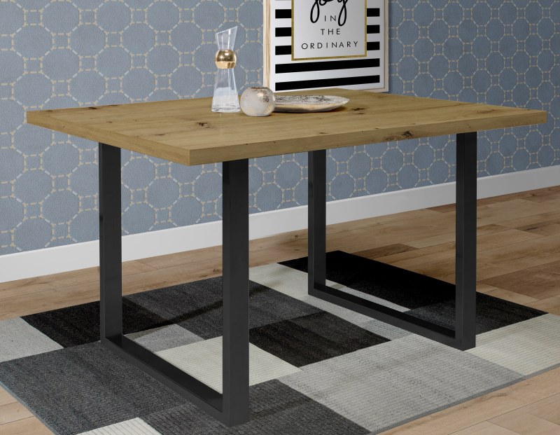 Esstisch - LB ca. 160x90 cm, Eiche Nachbildung, Schwarz