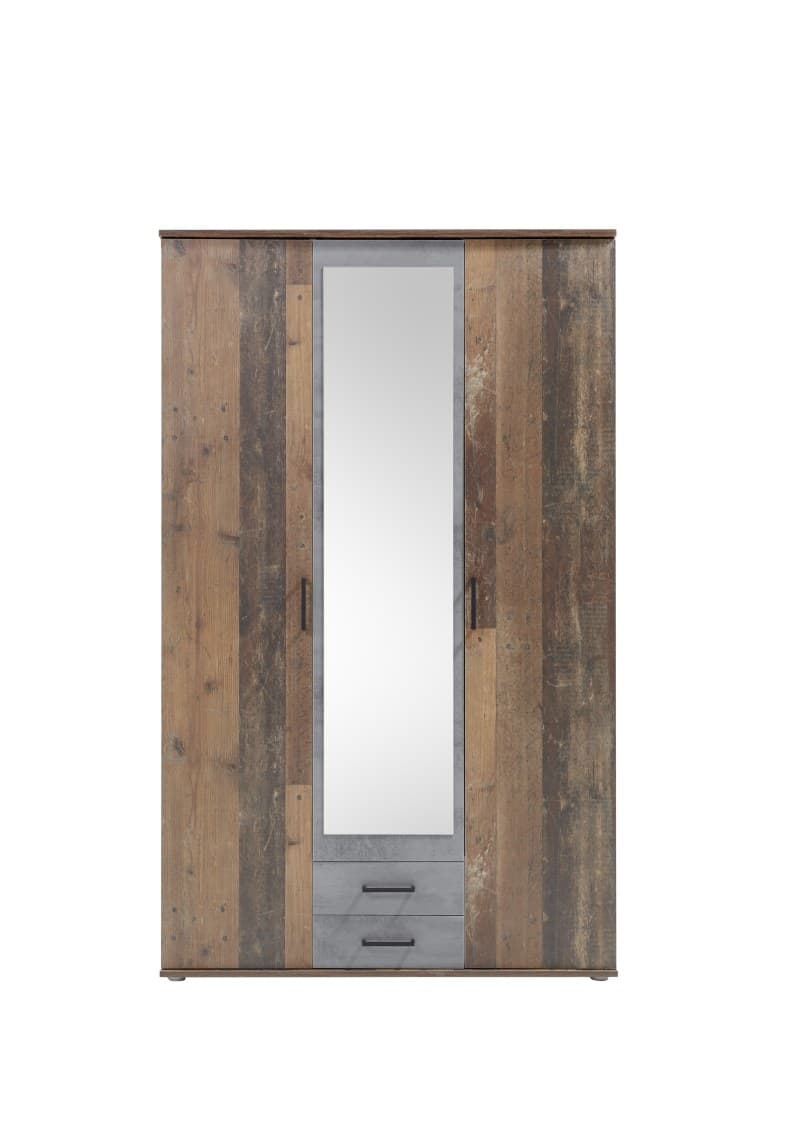 Drehtürenschrank- B ca. 120 cm, Vintage Dekor , Spiegel, Anthrazit
