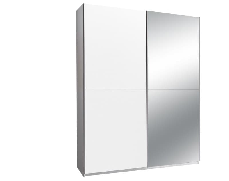 Schwebetürenschrank- B ca. 170 cm, Weiß, Spiegel