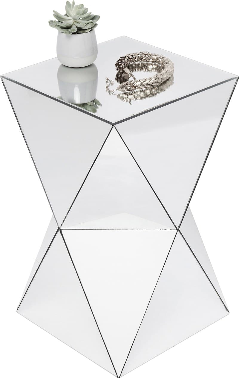Beistelltisch- LB ca. 32x32 cm, Glas, Verspiegelt, Weiß
