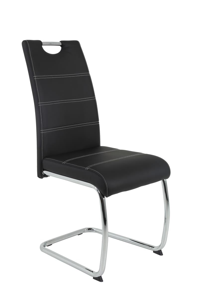 Freischwinger - Kunstleder, Schwarz
