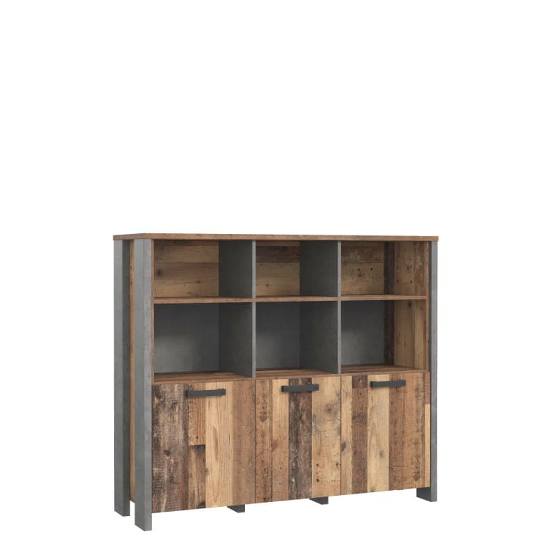 Highboardvitrine FEA - Old-Wood Vintage Dekor, Betonoptik