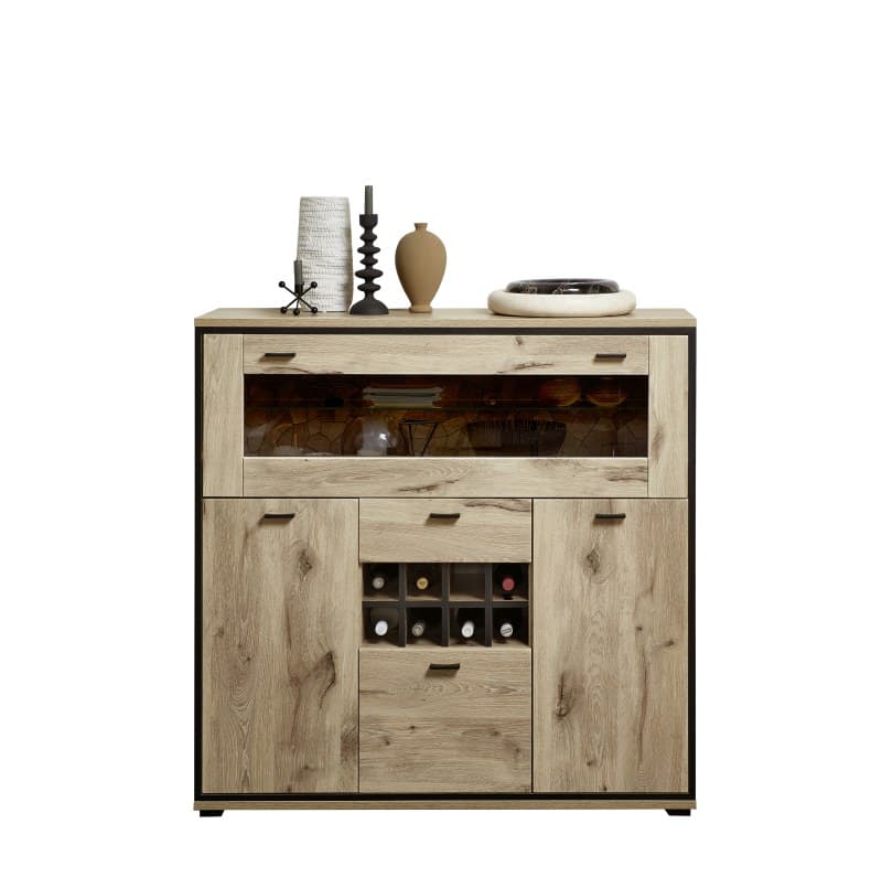Highboard - mit Beleuchtung, Eiche