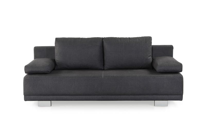 Schlafsofa - 2-Sitzer inkl. Schlaffunktion und Bettkasten, Stoff dunkelgrau
