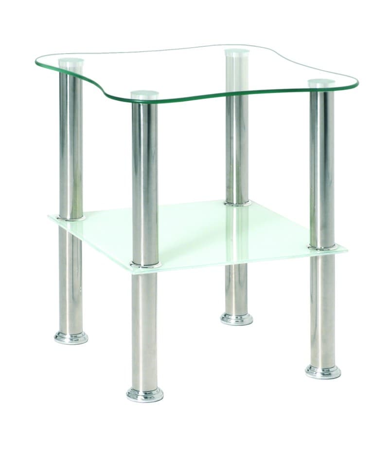 Beistelltisch- BH ca. 40x47 cm, Edelstahl, Glas, Klar