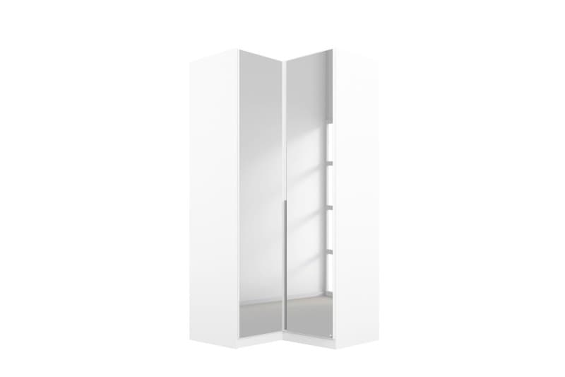 Eck-Drehtürenschrank- B ca. 100 cm, Weiß, Spiegel