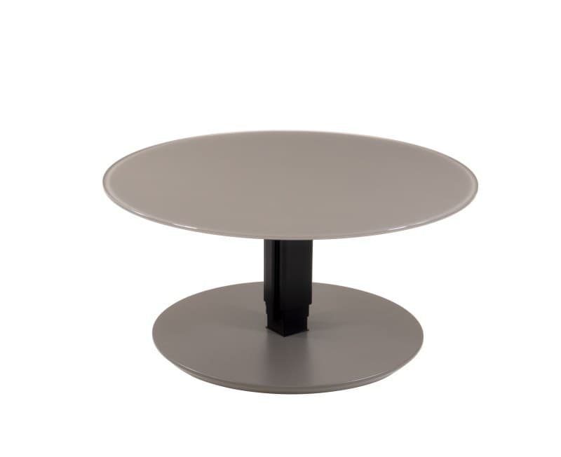 Couchtisch - höhenverstellbar, D. ca. 80cm, Graubeige lackiert
