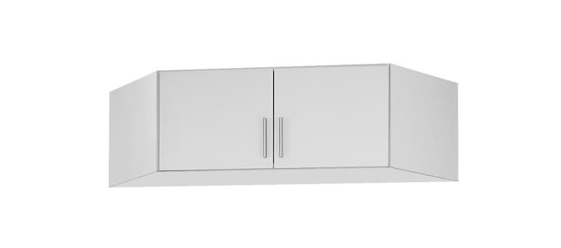 Eckschrankaufsatz- B ca. 117 cm, Weiß, Weiß Hochglanz