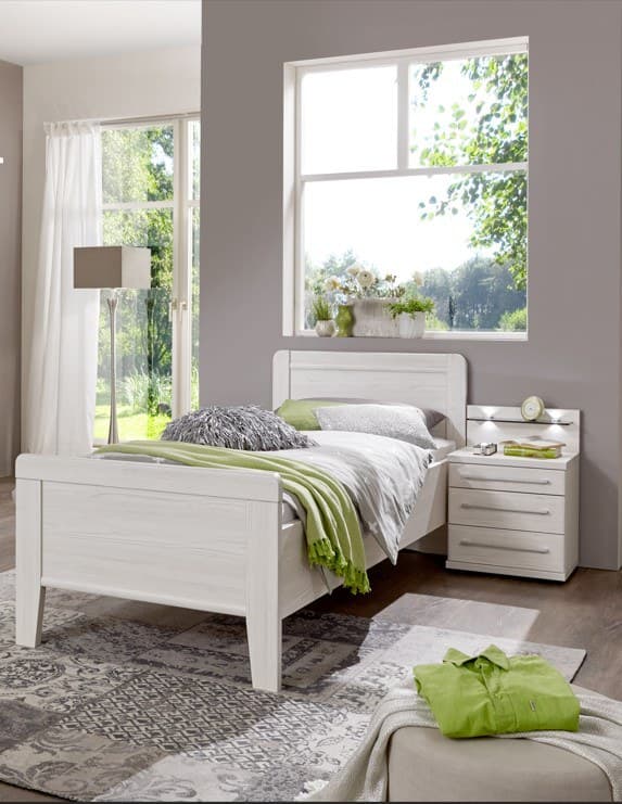 Bett mit Nachtschrank - Lärche-Nachbildung