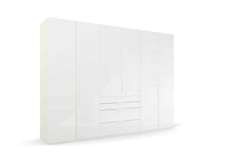 Kombi-Drehtürenschrank - B. ca. 301 cm, Farbglas Alpinweiß