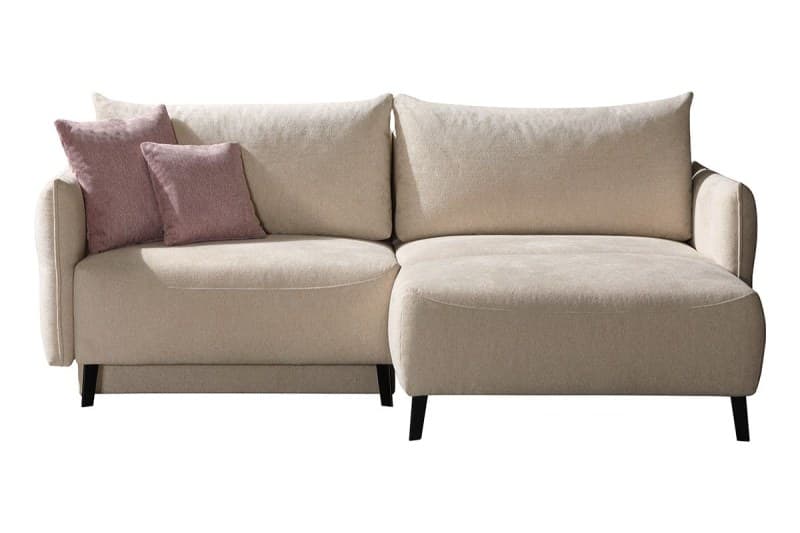 Ecksofa - Schlaffunktion mit Bettkasten, Stoff, Natur