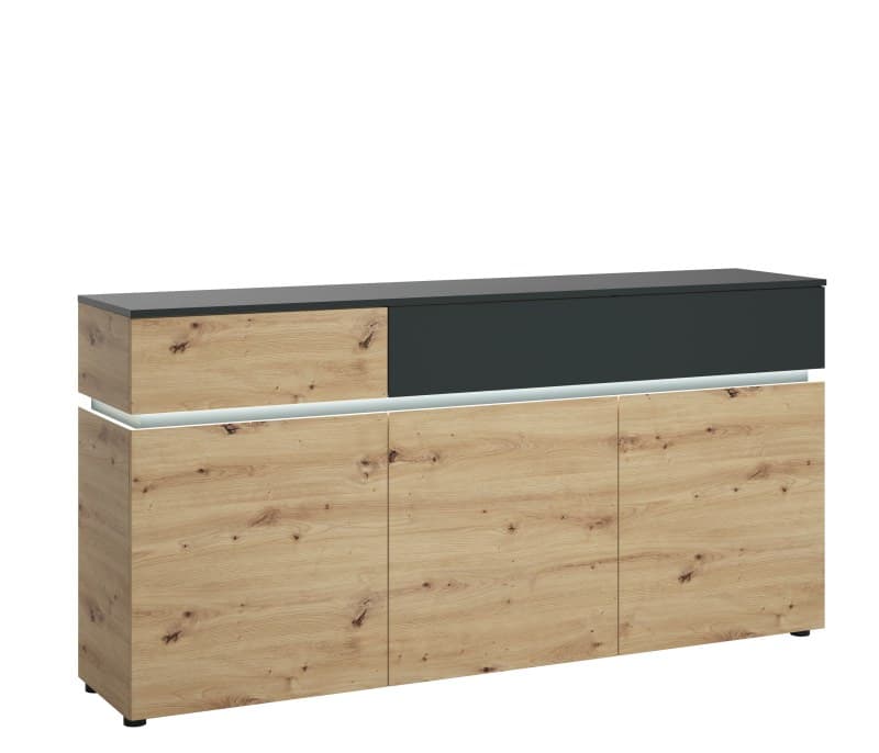 Sideboard - mit Beleuchtung, Grau, Eiche Dekor