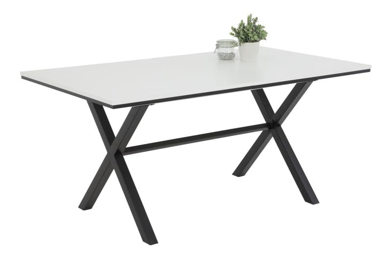 Esstisch - ausziehbar, LB ca. 160x90 cm, Weiß, Schwarz