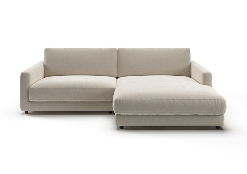 Ecksofa - 1,5-Sitzer mit Longchiar rechts, Stoff, Natur