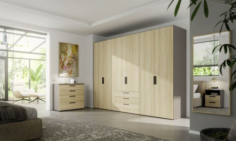 Kleiderschrank - B. ca. 302 cm, Esche, Dekor
