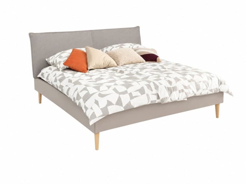 Doppelbett - Liegefläche ca. 180x200 cm, Lack Taupe, Stoff, Taupe