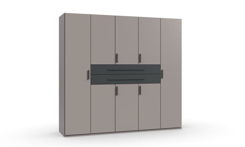 Drehtürenschrank- B ca. 225 cm, Saharagrau, Grafit