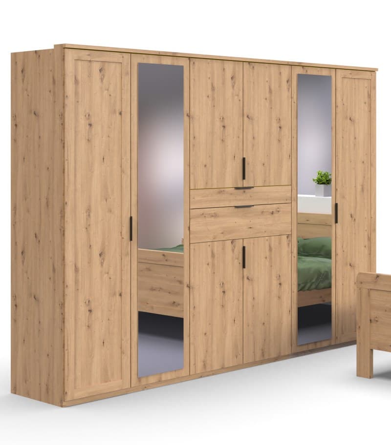 Drehtürenschrank- B ca. 270 cm, Eiche Dekor