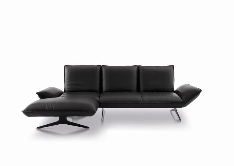 Ecksofa - Longchiar links mit 2-Sitzer, Rückenlehne/Armlehne verstellbar, Leder, Lava