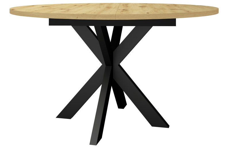 Esstisch - ausziehbar, Ø/H ca. 130x75 cm, Asteiche, Schwarz