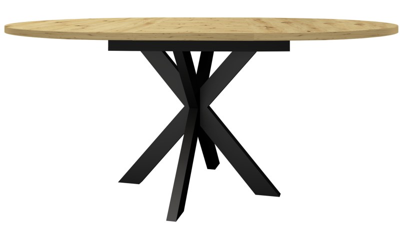 Esstisch - ausziehbar, Ø/H ca. 130x75 cm, Asteiche, Schwarz