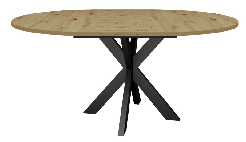 Esstisch - ausziehbar, Ø/H ca. 130x75 cm, Asteiche, Schwarz