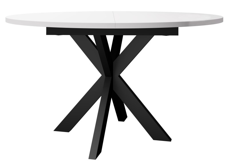 Esstisch - ausziehbar, Ø/H ca. 130x75 cm, Weiß, Schwarz