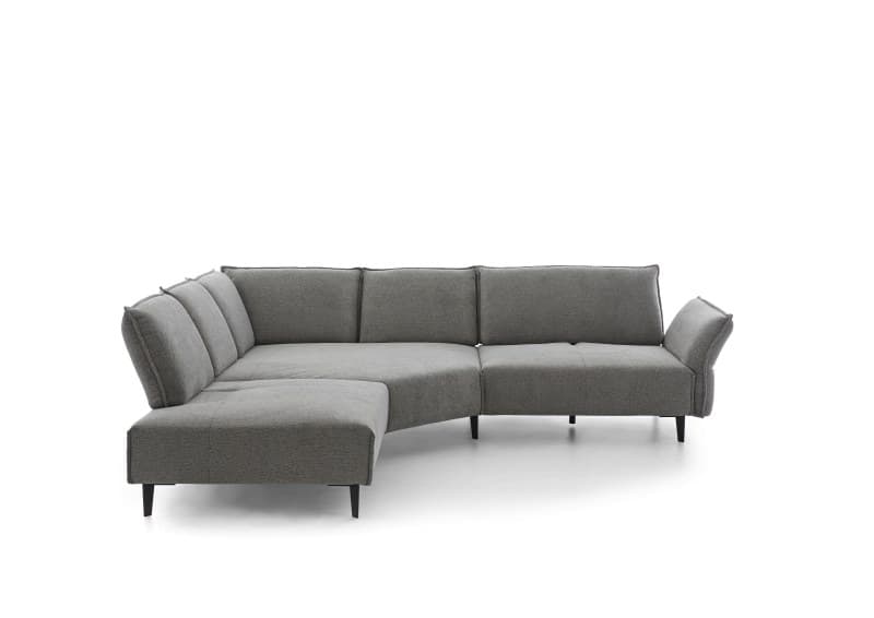 Ecksofa - Ecke links mit 1-Sitzer, Sitztiefe verstellbar, Stoff, Hellgrau
