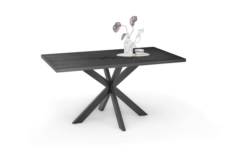 Esstisch - LB ca. 160x90 cm, Schwarzstahl, Schwarz