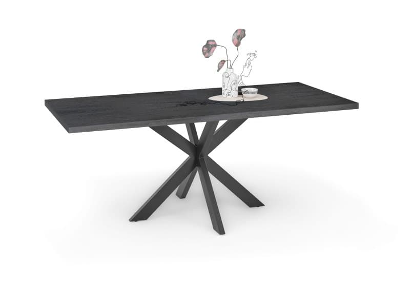 Esstisch - LB ca. 180x90 cm, Schwarzstahl, Schwarz