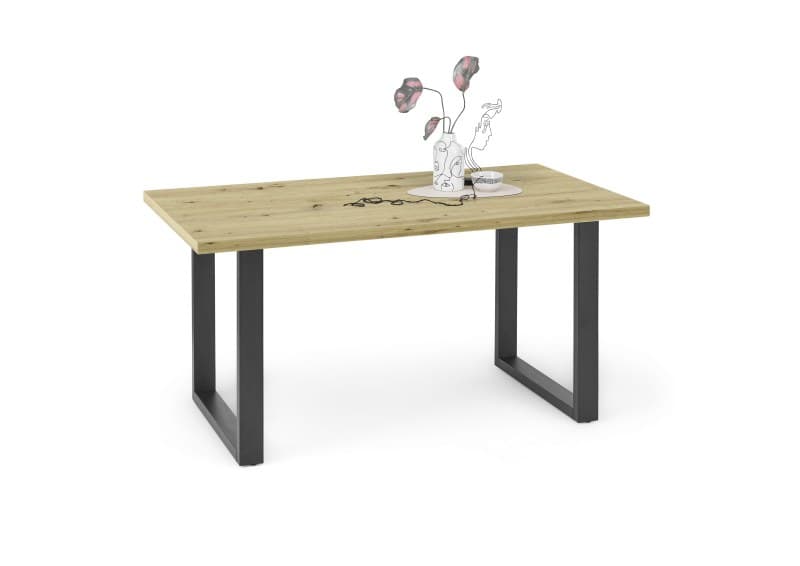 Esstisch - LB ca. 140x90 cm, Asteiche, Schwarz