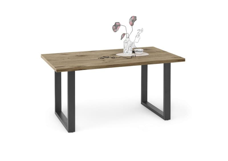 Esstisch - LB ca. 140x90 cm, Viking Eiche, Schwarz
