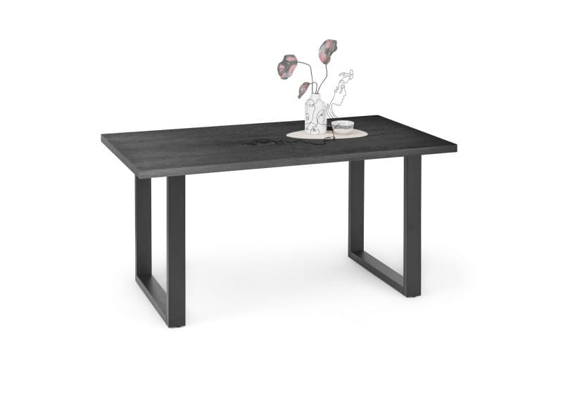 Esstisch - LB ca. 160x90 cm, Schwarzstahl, Schwarz
