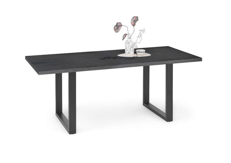 Esstisch - LB ca. 180x90 cm, Schwarzstahl, Schwarz