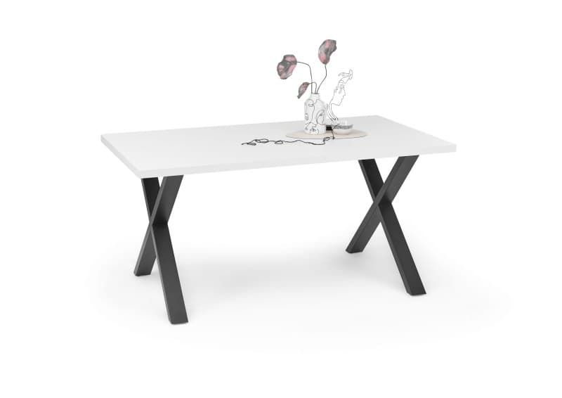 Esstisch - LB ca. 160x90 cm, Weiß, Schwarz