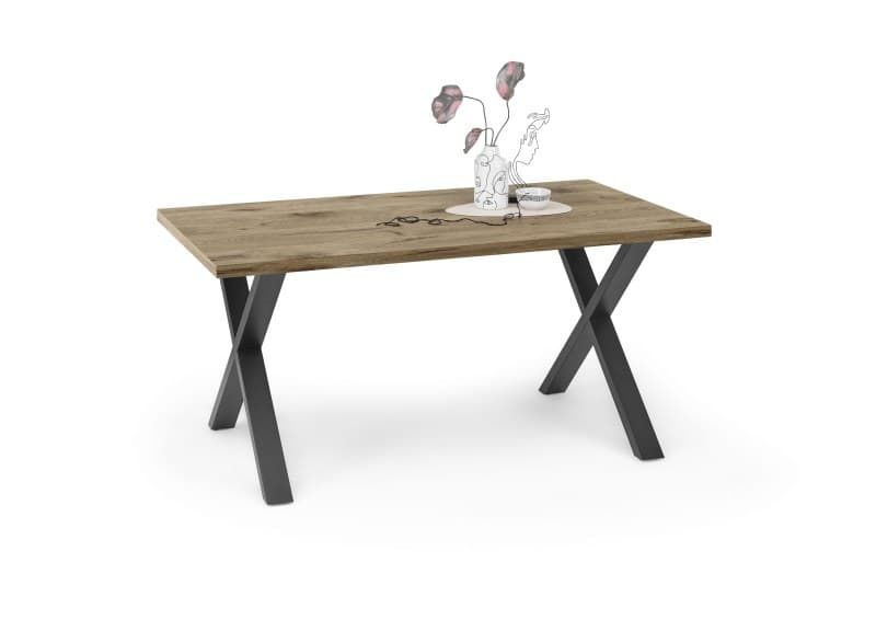 Esstisch - LB ca. 160x90 cm, Viking Eiche, Schwarz