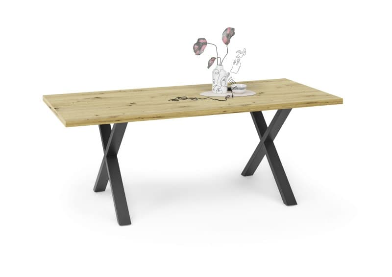Esstisch - LB ca. 180x90 cm, Asteiche, Schwarz