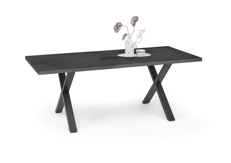 Esstisch - LB ca. 180x90 cm, Schwarzstahl, Schwarz