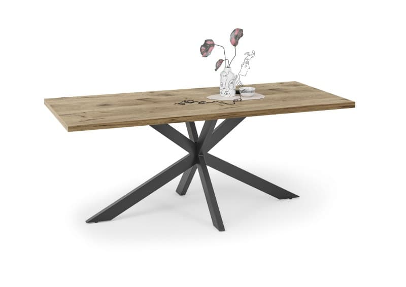 Esstisch - LB ca. 180x90 cm, Viking Eiche, Schwarz