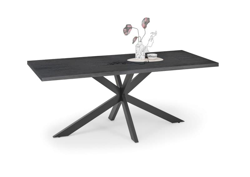 Esstisch - LB ca. 200x100 cm, Schwarzstahl, Schwarz