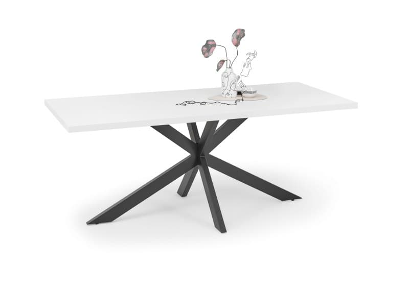 Esstisch - LB ca. 200x100 cm, Weiß, Schwarz