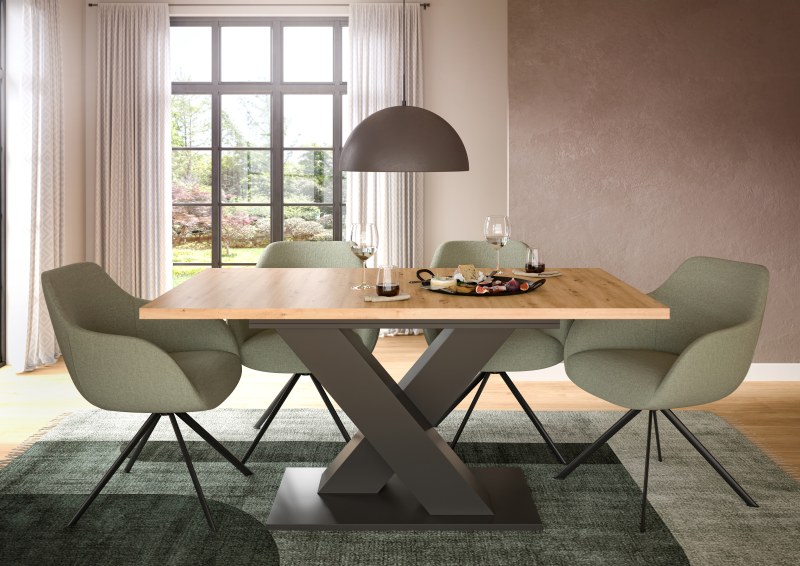 Esstisch - ausziehbar, LB ca. 150x90 cm, Artisan Eiche Nachbildung, Grau